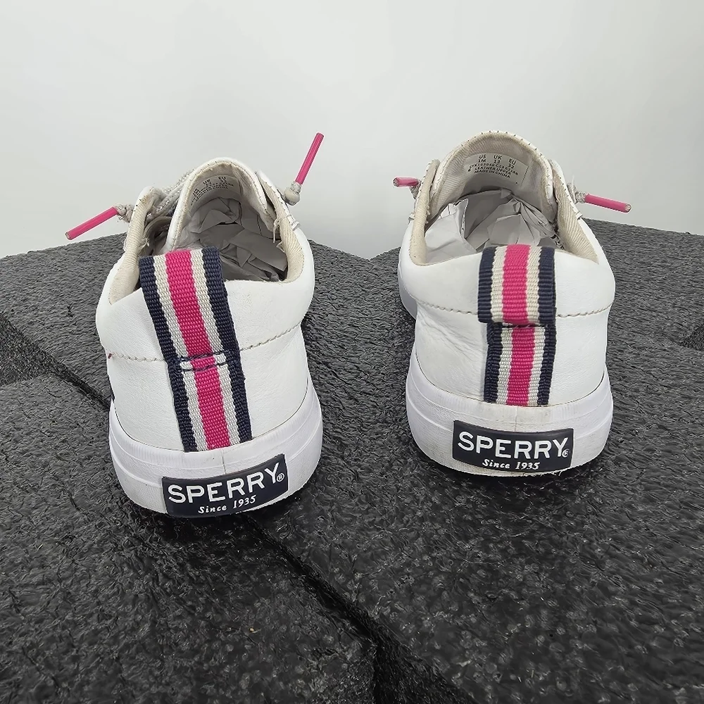 Sperry Top-Sider Kids Crest Vibe Junior White Leather Sneaker 1M Shoes